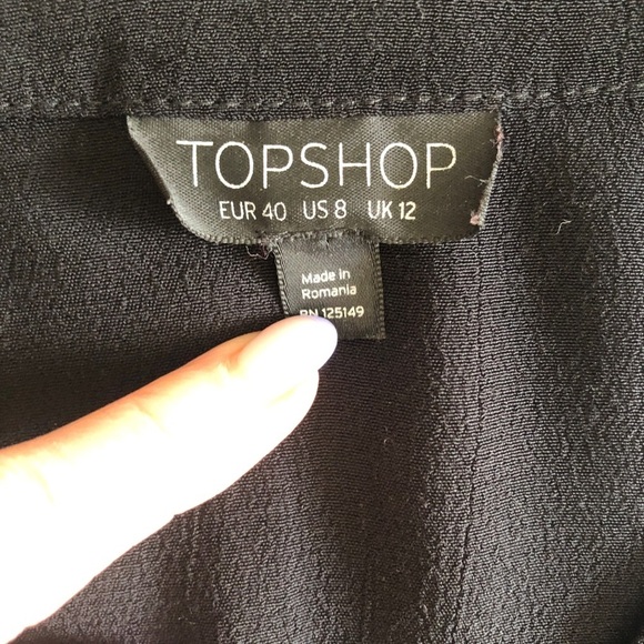 Topshop V-neck Black Blouse Top long sleeve open slit down arm size 8 - Picture 9 of 9